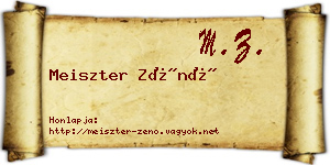 Meiszter Zénó névjegykártya